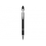Ручка металлическая soft-touch шариковая со стилусом Sway, черный/серебристый, фото 1