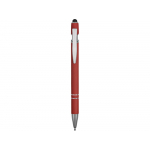 Ручка металлическая soft-touch шариковая со стилусом Sway, красный/серебристый, фото 1