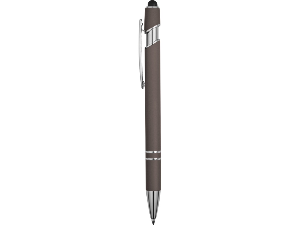 Ручка металлическая soft-touch шариковая со стилусом Sway, серый/серебристый - купить оптом