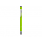 Ручка металлическая soft-touch шариковая со стилусом Sway, зеленое яблоко/серебристый, фото 1