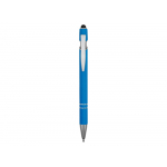 Ручка металлическая soft-touch шариковая со стилусом Sway, голубой/серебристый, фото 1