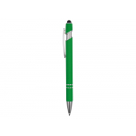 Ручка металлическая soft-touch шариковая со стилусом Sway, зеленый/серебристый, фото 2