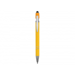 Ручка металлическая soft-touch шариковая со стилусом Sway, желтый/серебристый, фото 1