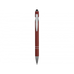 Ручка металлическая soft-touch шариковая со стилусом Sway, темно-красный/серебристый, фото 1