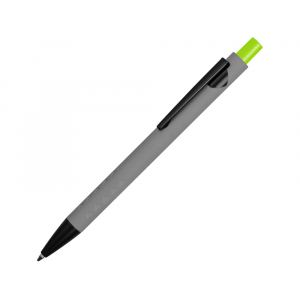 Ручка металлическая soft-touch шариковая Snap, серый/черный/зеленое яблоко - купить оптом
