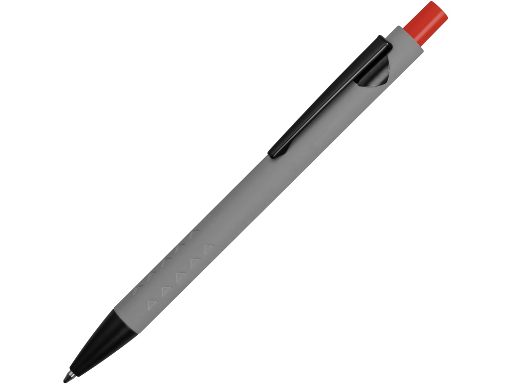 Ручка металлическая soft-touch шариковая Snap, серый/черный/красный - купить оптом