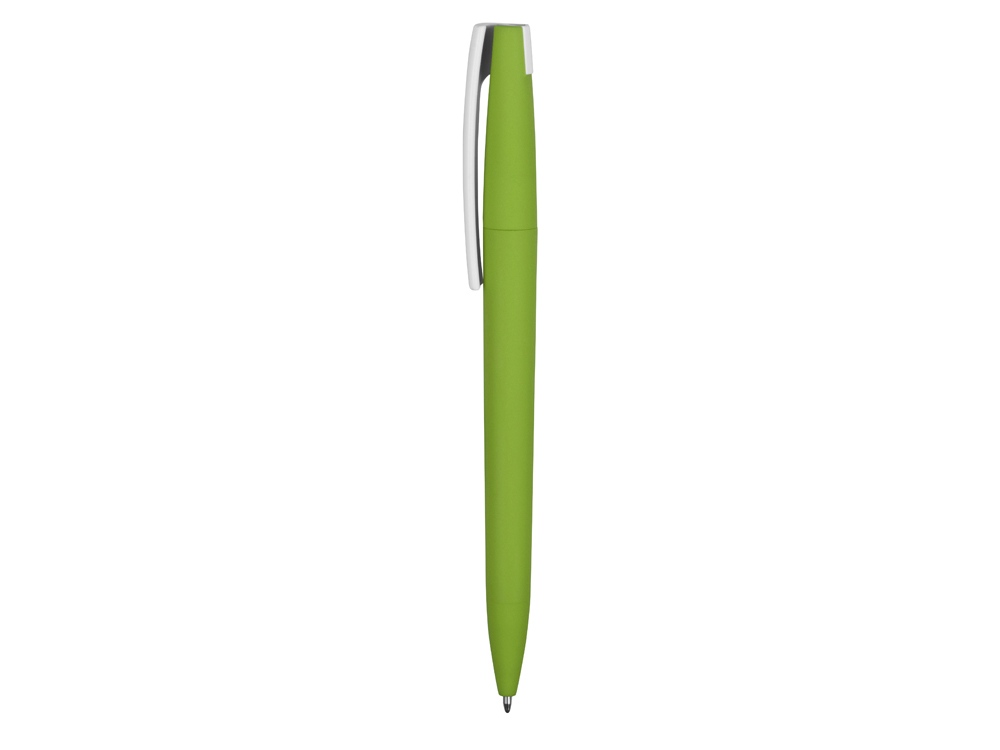 Ручка пластиковая soft-touch шариковая Zorro, зеленое яблоко/белый - купить оптом