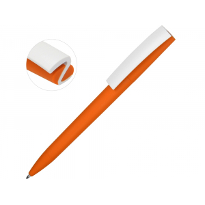 Ручка пластиковая soft-touch шариковая Zorro, оранжевый/белый - купить оптом