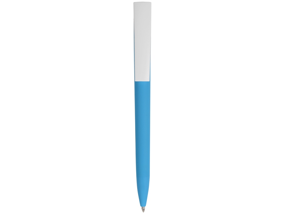 Ручка пластиковая soft-touch шариковая Zorro, голубой/белый - купить оптом