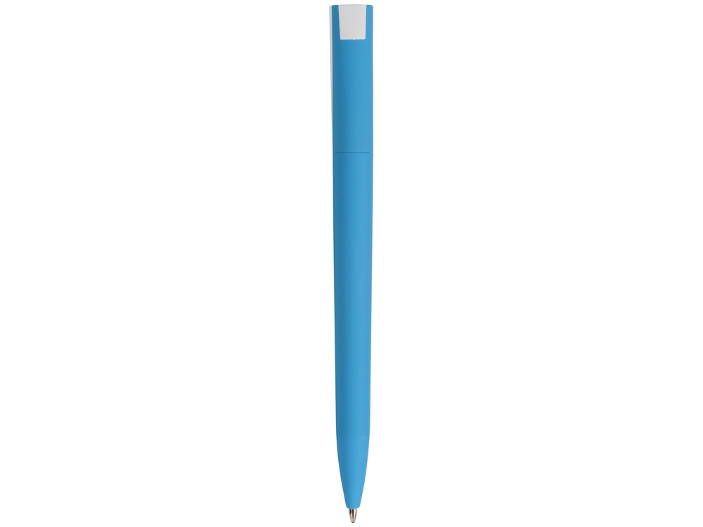 Ручка пластиковая soft-touch шариковая Zorro, голубой/белый - купить оптом