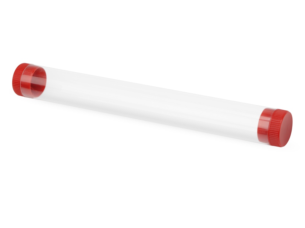 Футляр-туба пластиковый для ручки Tube 2.0, прозрачный/красный - купить оптом