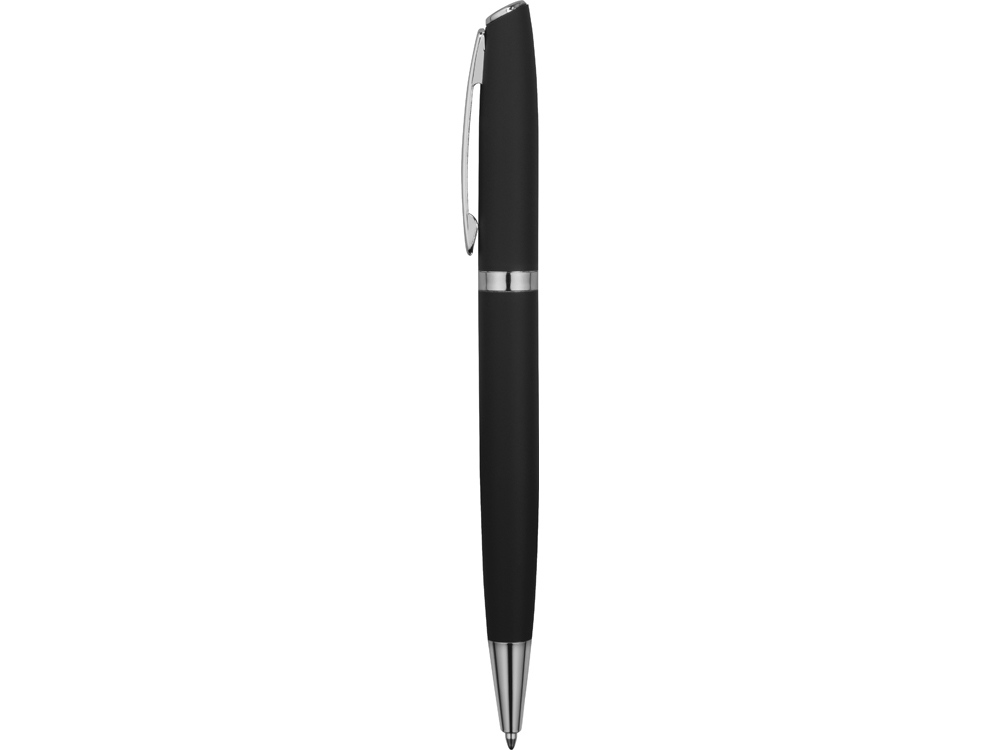 Ручка металлическая шариковая Flow soft-touch, черный/серебристый - купить оптом