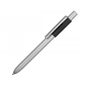 Ручка металлическая шариковая Bobble с силиконовой вставкой, серый/черный - купить оптом