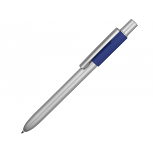 Ручка металлическая шариковая Bobble с силиконовой вставкой, серый/синий - купить оптом