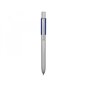 Ручка металлическая шариковая Bobble с силиконовой вставкой, серый/синий - купить оптом