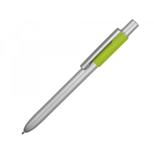 Ручка металлическая шариковая Bobble с силиконовой вставкой, серый/зеленое яблоко - купить оптом