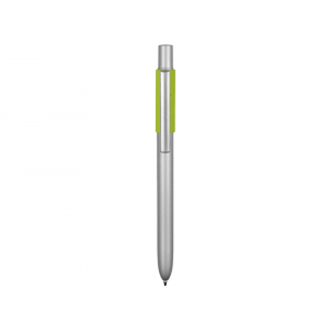 Ручка металлическая шариковая Bobble с силиконовой вставкой, серый/зеленое яблоко - купить оптом