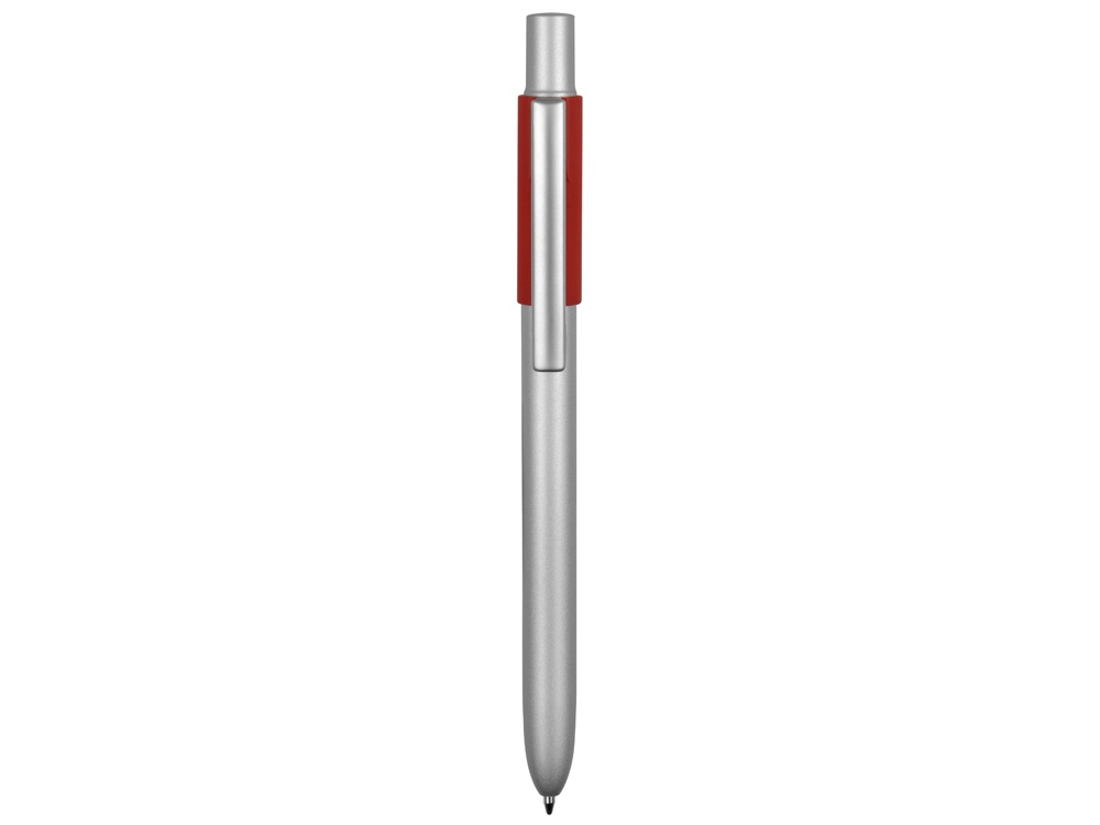 Ручка металлическая шариковая Bobble с силиконовой вставкой, серый/красный - купить оптом