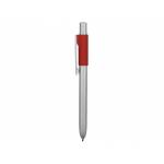 Ручка металлическая шариковая Bobble с силиконовой вставкой, серый/красный, фото 2
