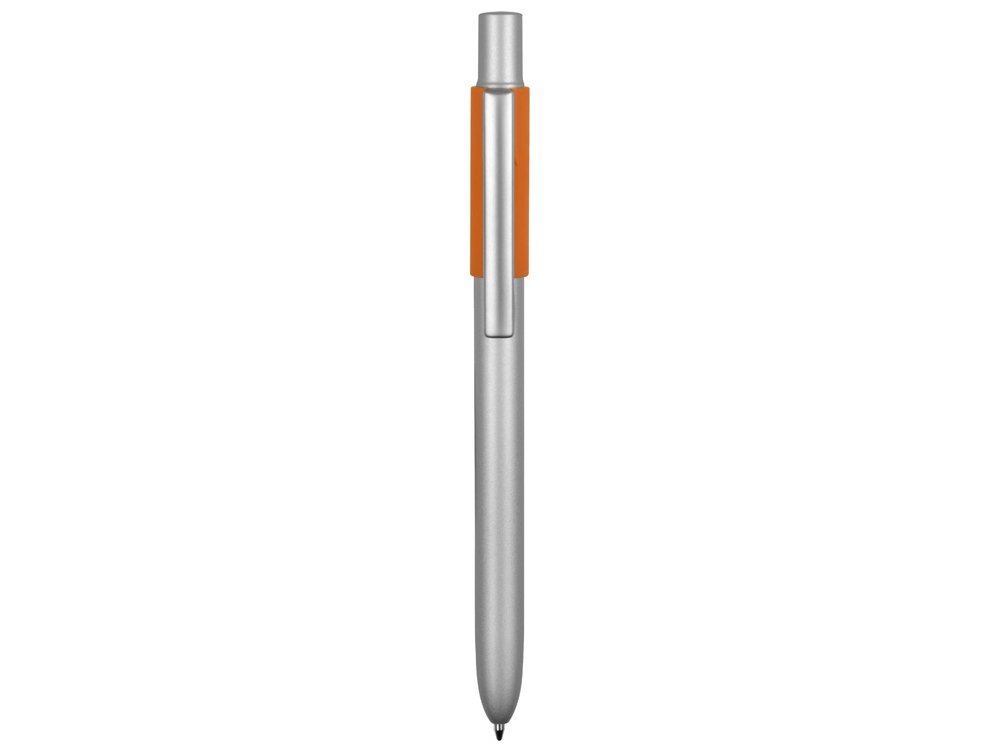 Ручка металлическая шариковая Bobble с силиконовой вставкой, серый/оранжевый - купить оптом
