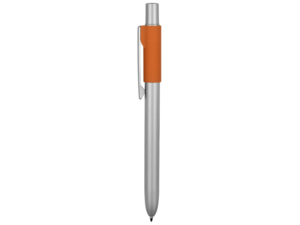 Ручка металлическая шариковая Bobble с силиконовой вставкой, серый/оранжевый - купить оптом