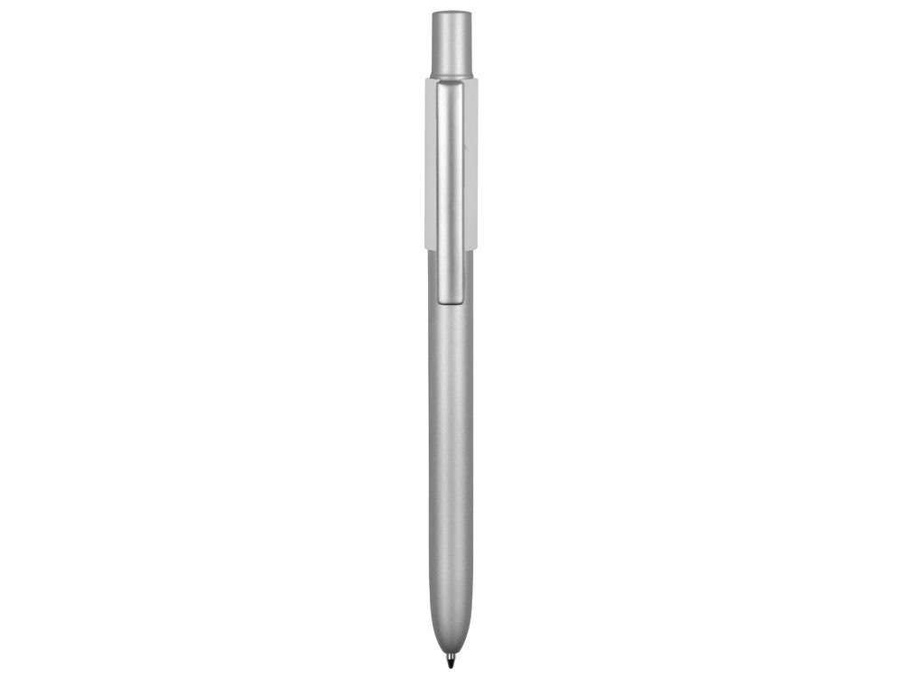 Ручка металлическая шариковая Bobble с силиконовой вставкой, серый/белый - купить оптом