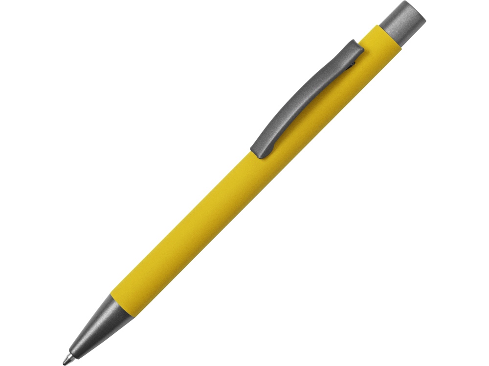 Ручка металлическая soft touch шариковая Tender, желтый/серый - купить оптом