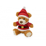 Плюшевый медведь Santa, коричневый, красный, белый