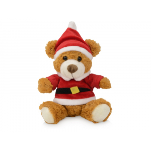 Плюшевый медведь Santa, коричневый, красный, белый - купить оптом