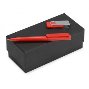 Подарочный набор Qumbo с ручкой и флешкой, красный - купить оптом