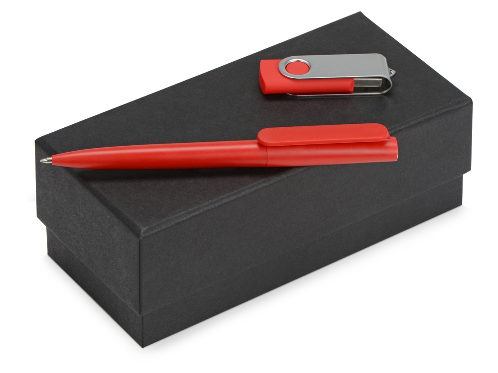 Подарочный набор Qumbo с ручкой и флешкой, красный - купить оптом