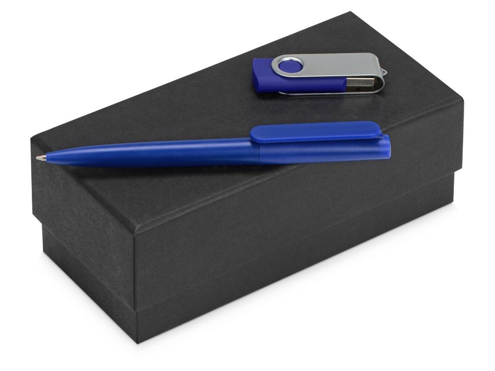 Подарочный набор Qumbo с ручкой и флешкой, синий - купить оптом