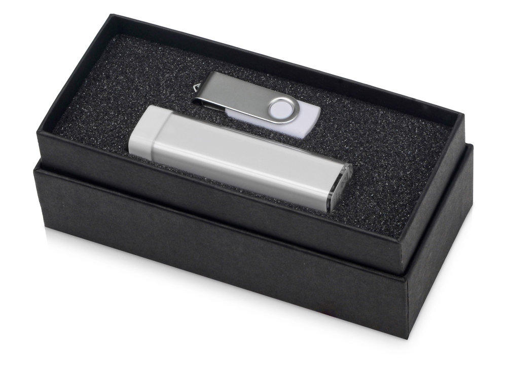 Подарочный набор Flashbank с флешкой и зарядным устройством, белый - купить оптом