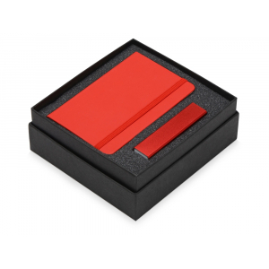 Подарочный набор To go с блокнотом и зарядным устройством, красный - купить оптом