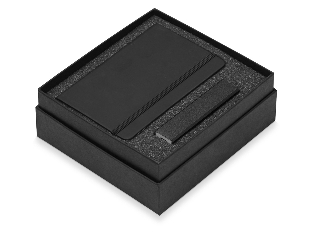 Подарочный набор To go с блокнотом и зарядным устройством, черный - купить оптом