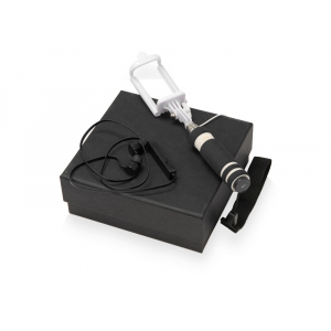 Подарочный набор Selfie с Bluetooth наушниками и моноподом, черный - купить оптом