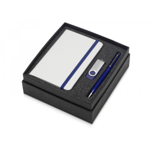 Подарочный набор Reporter Plus с флешкой, ручкой и блокнотом А6, синий - купить оптом