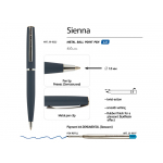 Ручка Sienna шариковая  автоматическая, синий металлический корпус, 1.0 мм, синяя, фото 2
