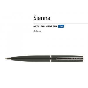 Ручка Sienna шариковая  автоматическая, черный металлический корпус, 1.0 мм, синяя - купить оптом