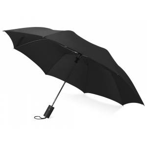 Зонт складной Tulsa, полуавтоматический, 2 сложения, с чехлом, черный - купить оптом