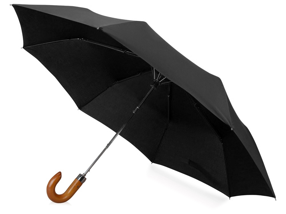 Зонт складной Cary, полуавтоматический, 3 сложения, с чехлом, черный - купить оптом