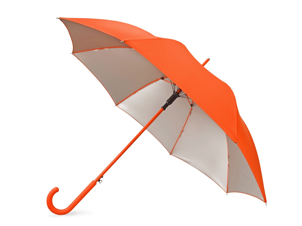 Зонт-трость Silver Color полуавтомат, оранжевый/серебристый - купить оптом