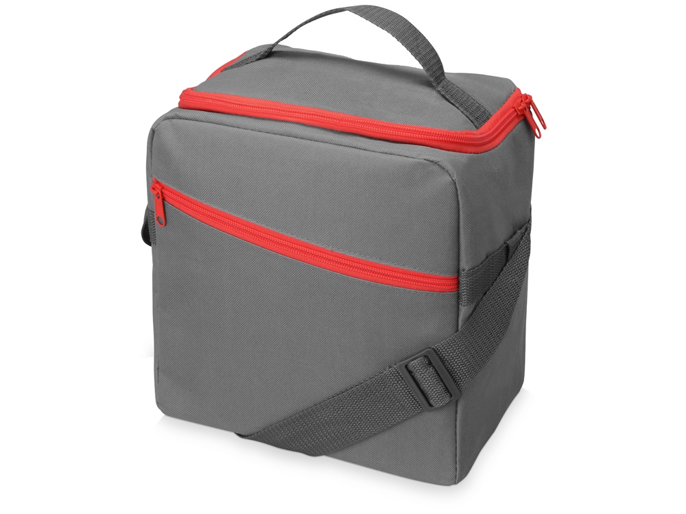 Изотермическая сумка-холодильник Classic c контрастной молнией, серый/красный - купить оптом