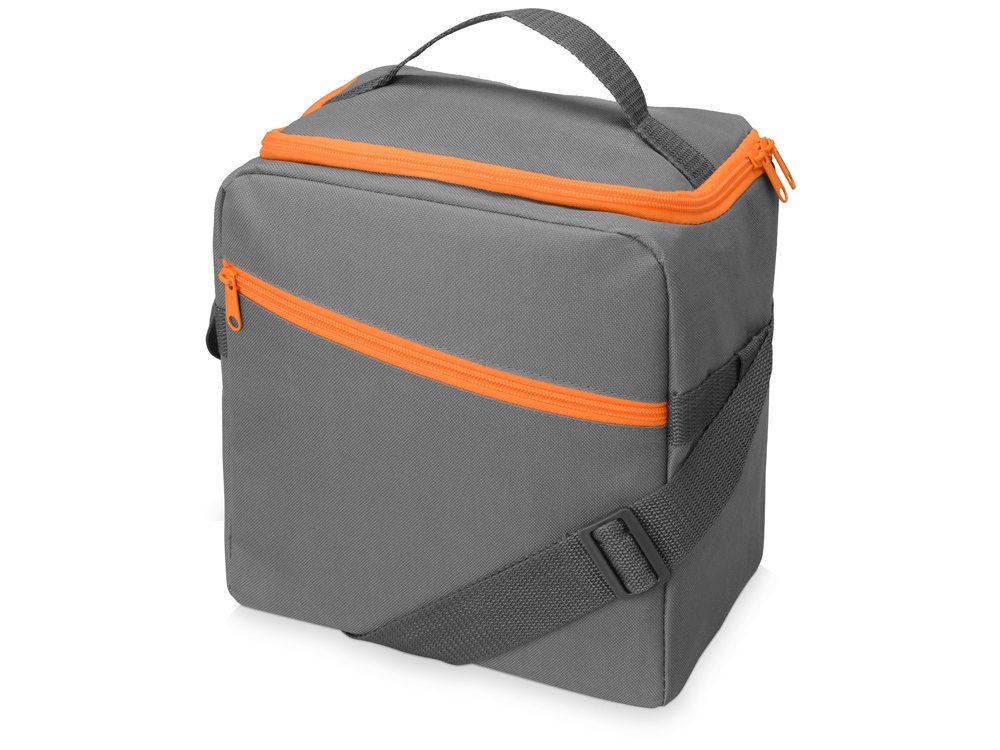 Изотермическая сумка-холодильник Classic c контрастной молнией, серый/оранжевый - купить оптом