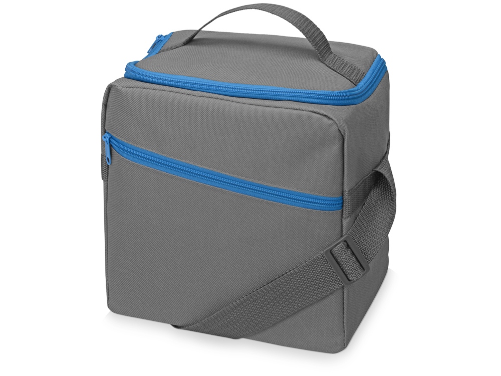 Изотермическая сумка-холодильник Classic c контрастной молнией, серый/голубой - купить оптом