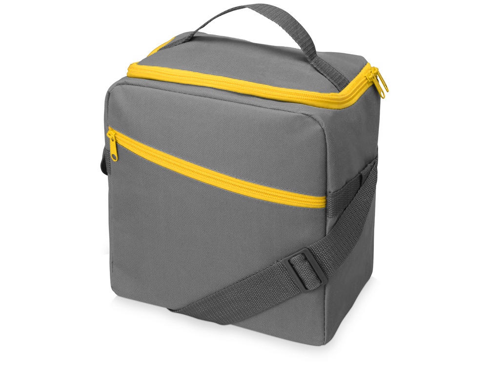 Изотермическая сумка-холодильник Classic c контрастной молнией, серый/желтый - купить оптом