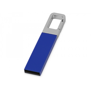 Флеш-карта USB 2.0 16 Gb с карабином Hook, синий/серебристый - купить оптом