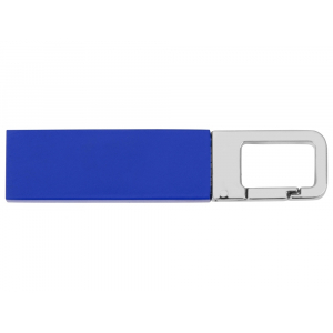 Флеш-карта USB 2.0 16 Gb с карабином Hook, синий/серебристый - купить оптом