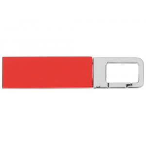 Флеш-карта USB 2.0 16 Gb с карабином Hook, красный/серебристый - купить оптом