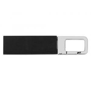 Флеш-карта USB 2.0 16 Gb с карабином Hook, черный/серебристый - купить оптом